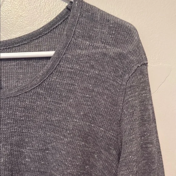 Free People Charcoal Gray Knit Top with Asymmetrical Lines Small - Picture 3 of 7